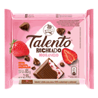 chocolate ao leite com recheio de morango talento barra 85g