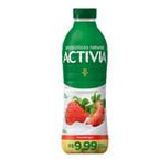 leite fermentado de morango activia garrafa 800g