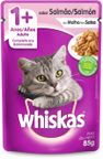racao umida para gatos 1+ anos sabor salmao ao molho whiskas embalagem 85g
