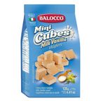 biscoito wafer mini cubes leite e baunilha balocco 125g