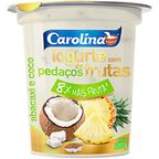 iogurte com pedacos de frutas sabor abacaxi e coco carolina 450g